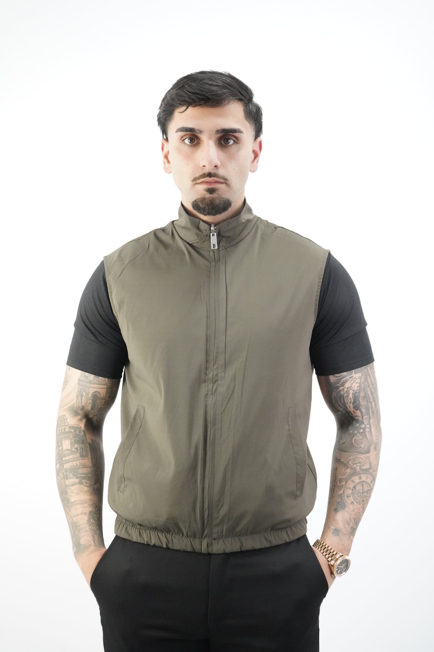 BLACK / GREEN REVERSIBLE BODYWARMER