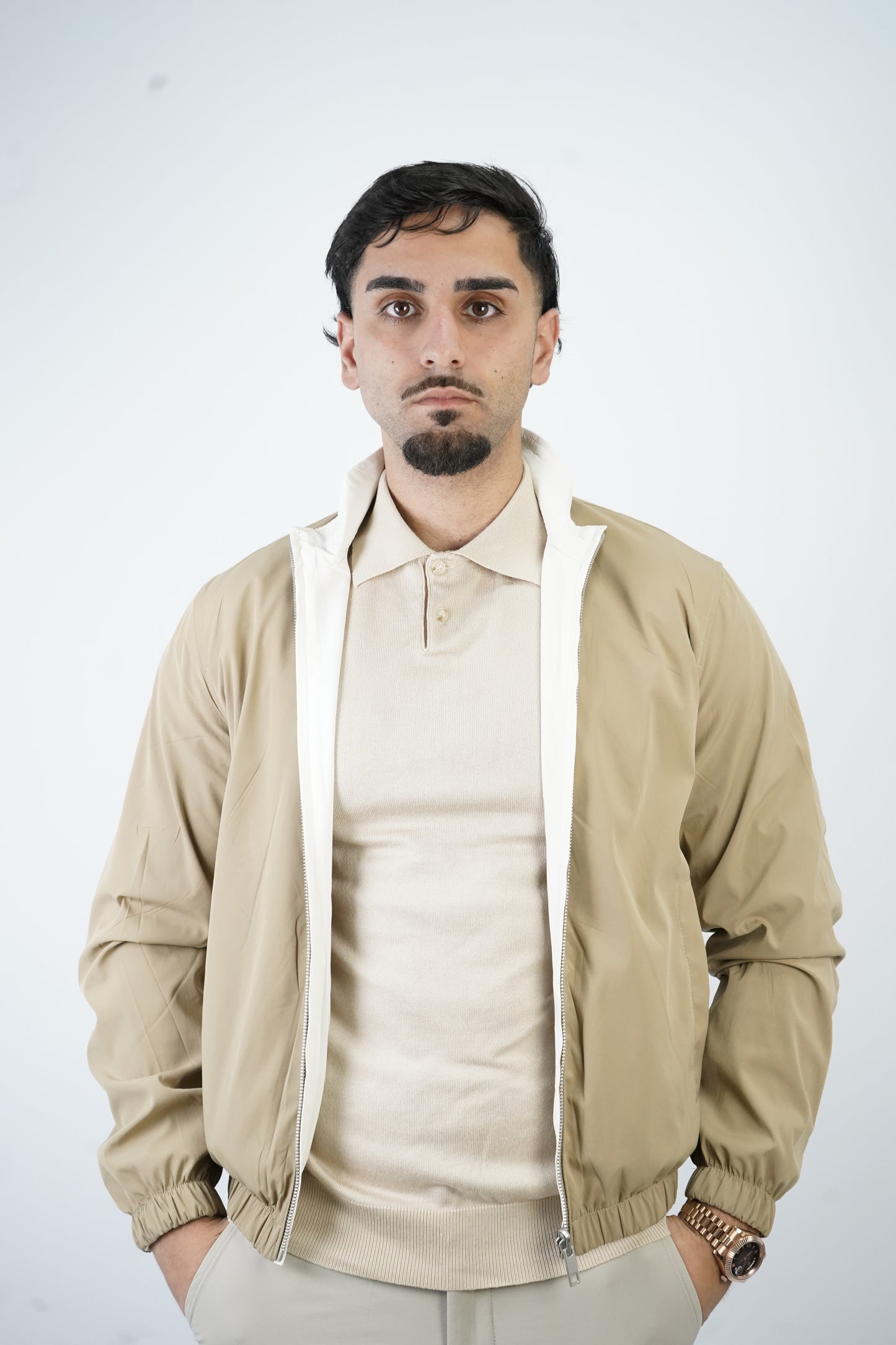 BEIGE/WHITE REVERSIBLE JACKET