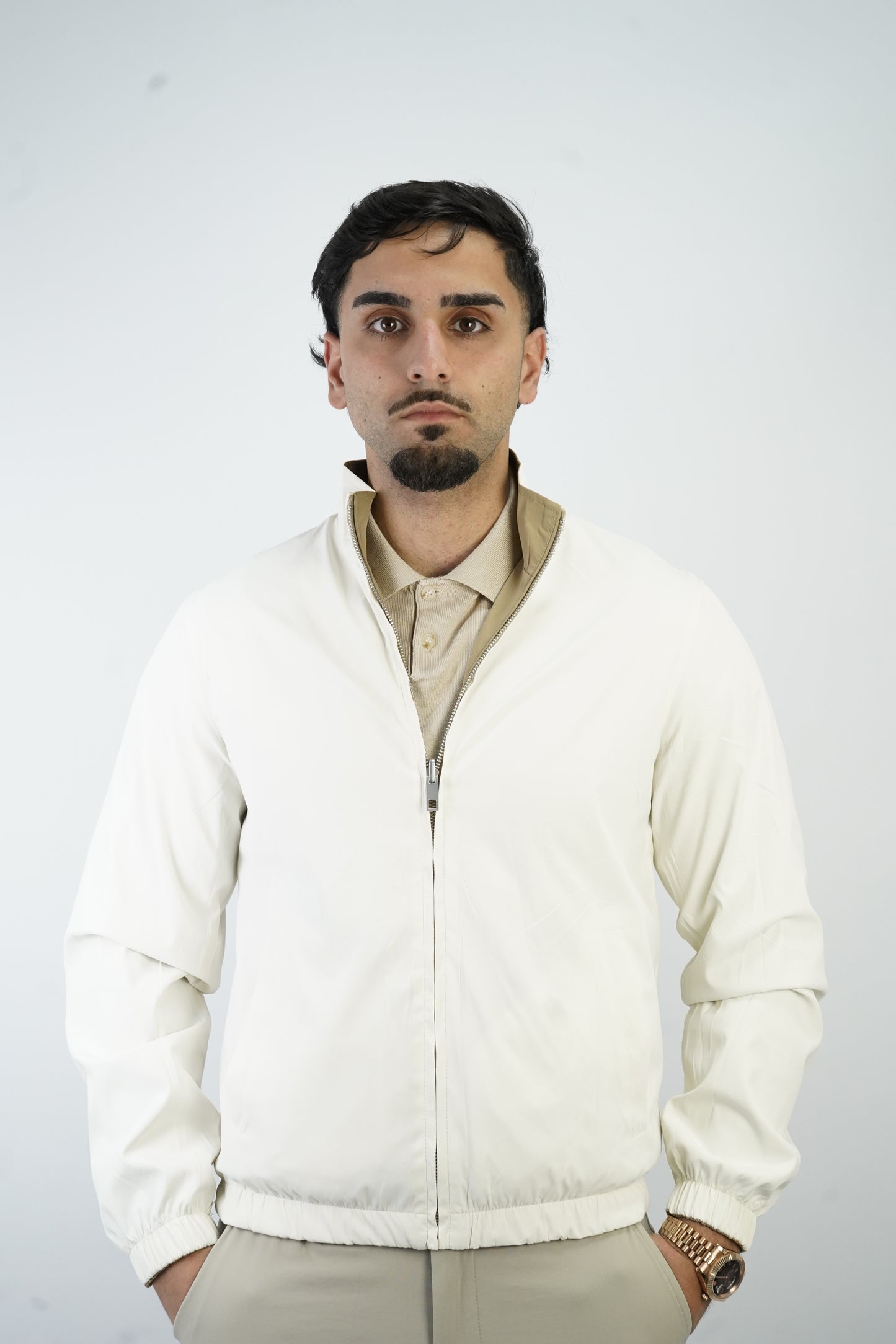 BEIGE/WHITE REVERSIBLE JACKET