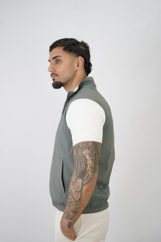 GREEN / BEIGE REVERSIBLE BODYWARMER