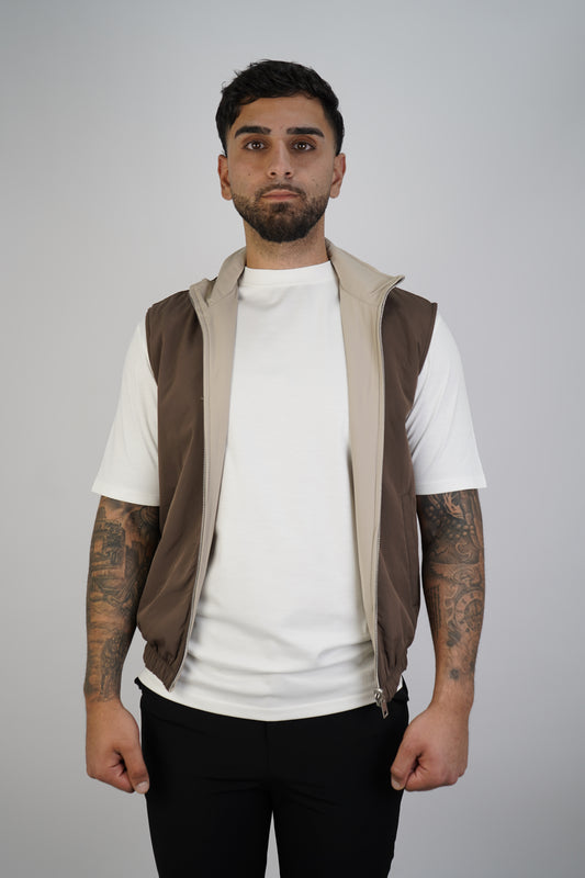 BROWN / BEIGE REVERSIBLE BODYWARMER