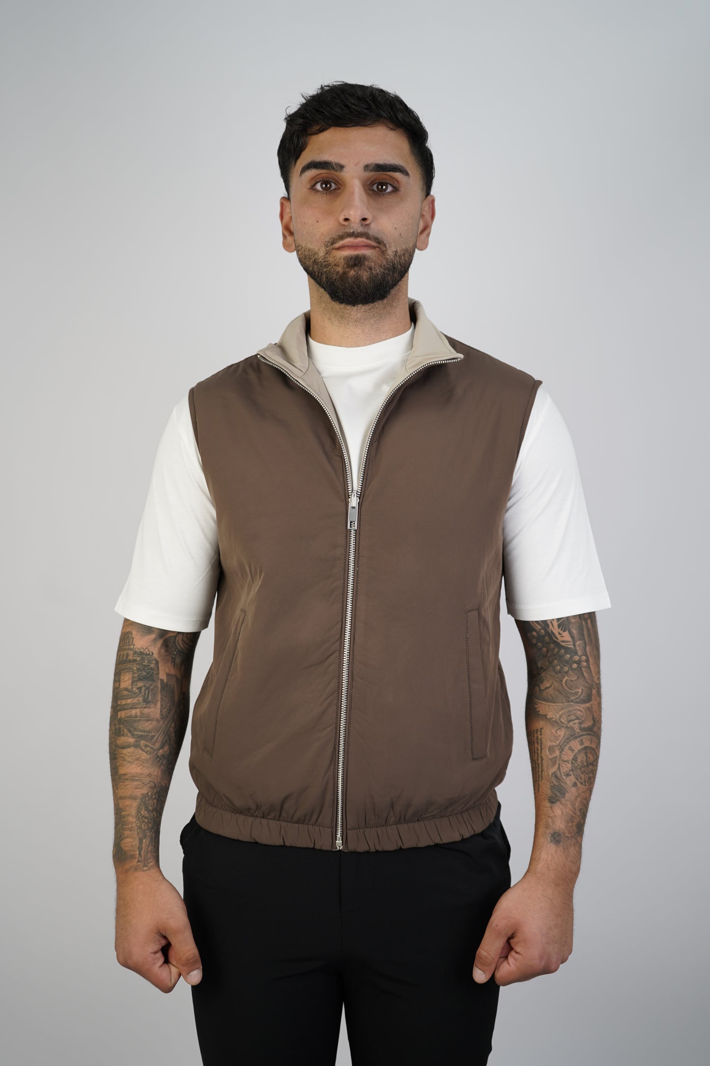 BROWN / BEIGE REVERSIBLE BODYWARMER