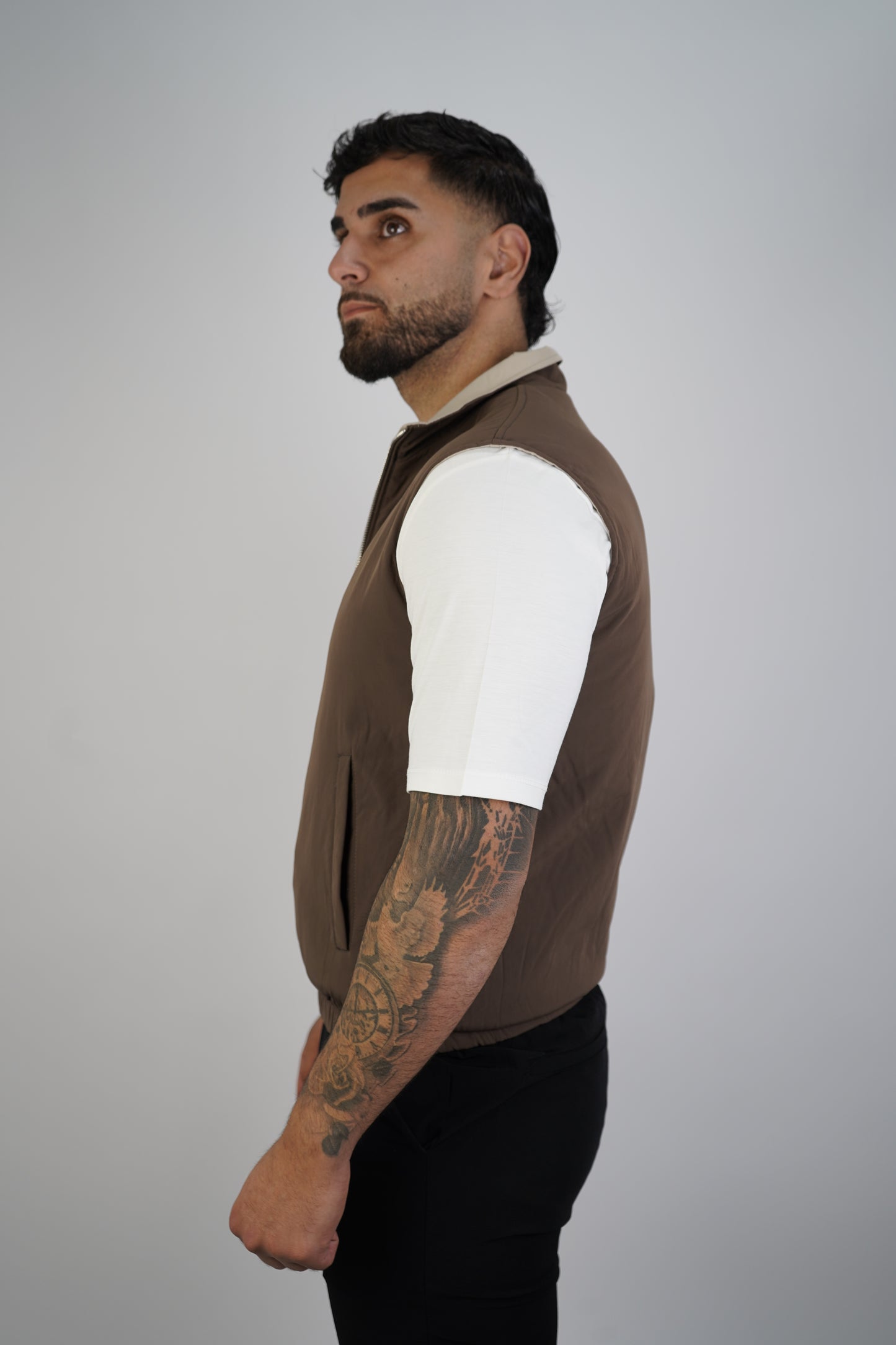 BROWN / BEIGE REVERSIBLE BODYWARMER