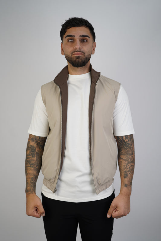 BROWN / BEIGE REVERSIBLE BODYWARMER