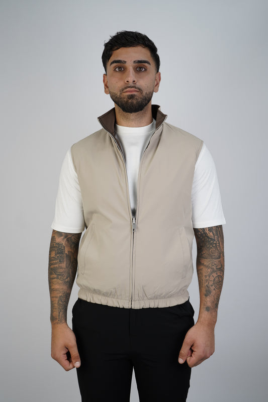 BROWN / BEIGE REVERSIBLE BODYWARMER