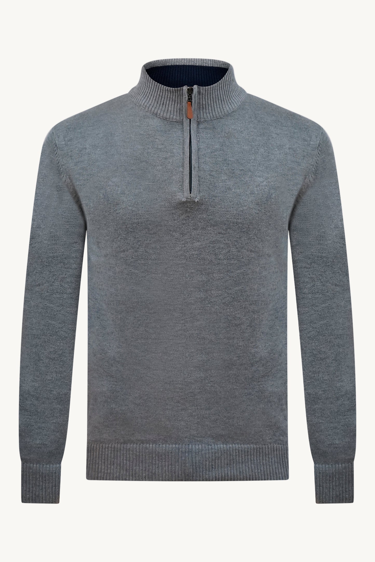 GREY ZIP KNIT SWEATER – BLUE COLLAR