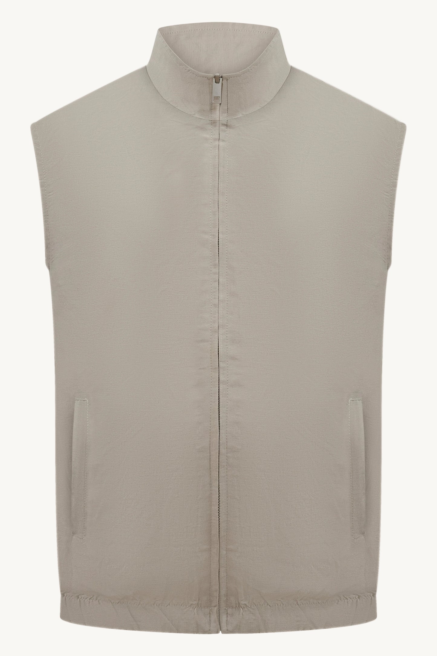 REVERSIBLE TECH–LINEN BODYWARMER BEIGE / CREAM