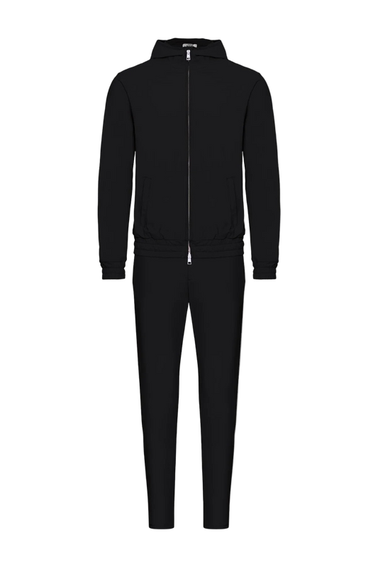 ONYX BLACK HOODED TECH SUIT