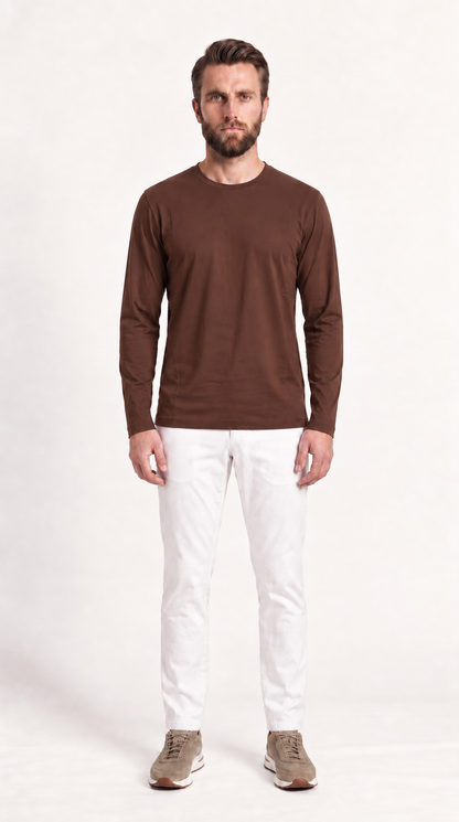 INTERLOCK SUPIMA LONGSLEEVE | DARK BROWN