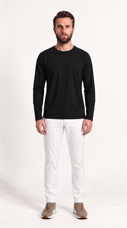 INTERLOCK SUPIMA LONGSLEEVE | ONXY BLACK