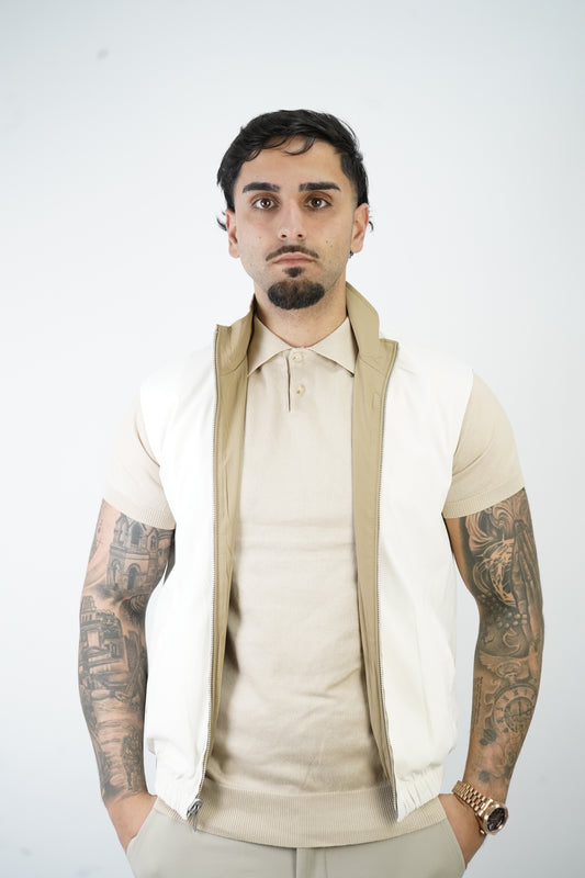 BEIGE / WHITE REVERSIBLE BODYWARMER