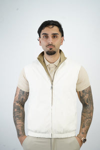 BEIGE / WHITE REVERSIBLE BODYWARMER