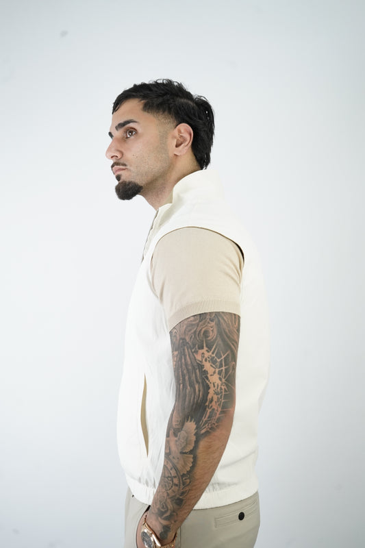 BEIGE / WHITE REVERSIBLE BODYWARMER