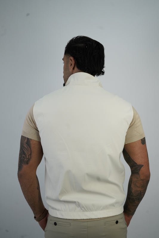 BEIGE / WHITE REVERSIBLE BODYWARMER