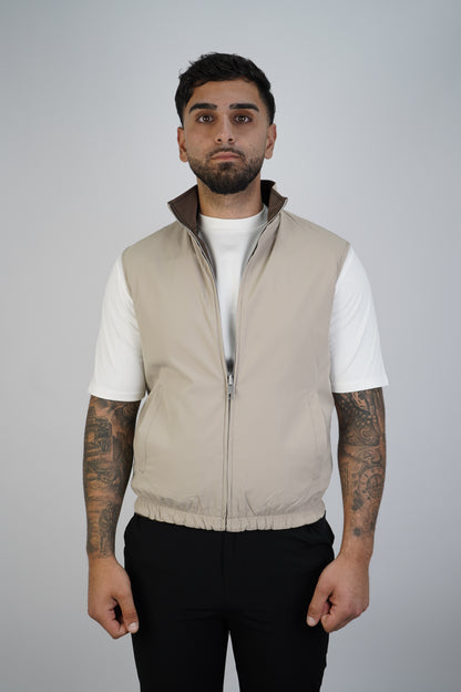 BROWN / BEIGE REVERSIBLE BODYWARMER