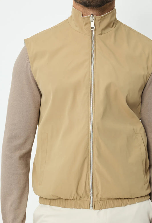 BEIGE / WHITE REVERSIBLE BODYWARMER