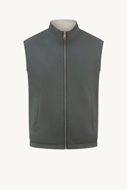 GREEN / BEIGE REVERSIBLE BODYWARMER