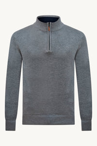 GREY ZIP KNIT SWEATER – BLUE COLLAR