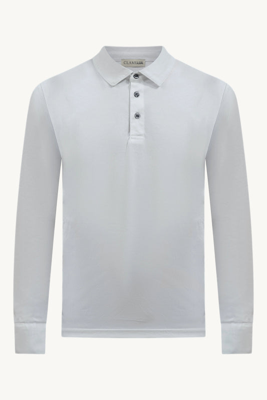 LONGSLEEVE COTTON POLO WHITE