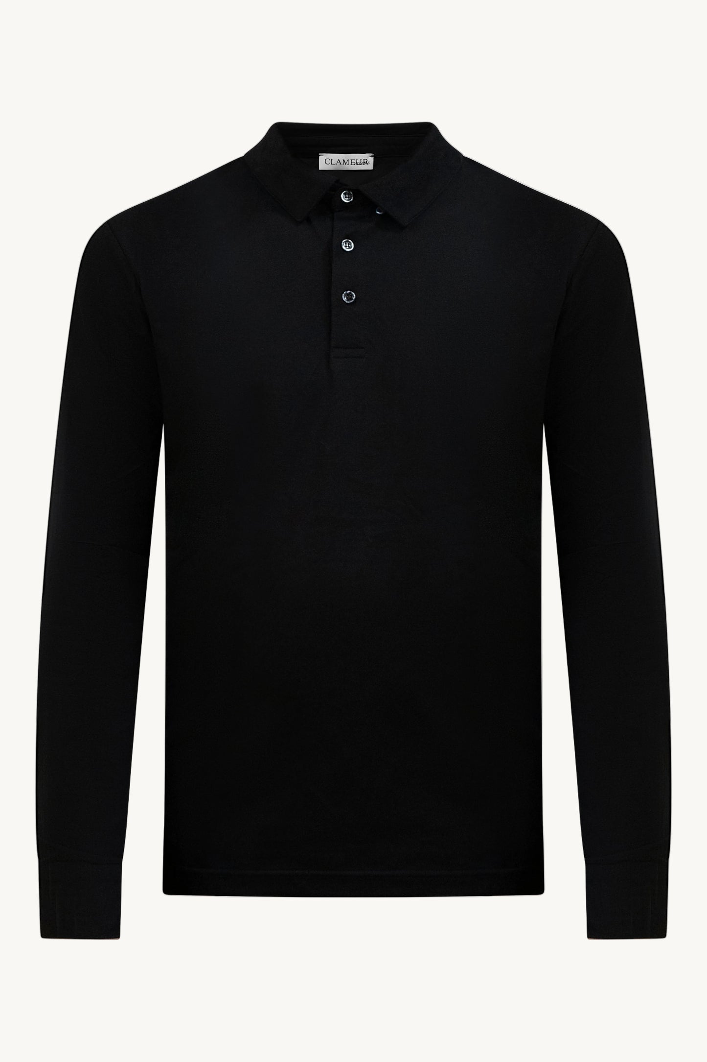 LONGSLEEVE COTTON POLO ONXY BLACK