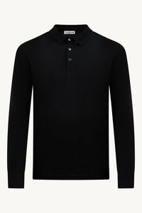 LONGSLEEVE COTTON POLO ONXY BLACK
