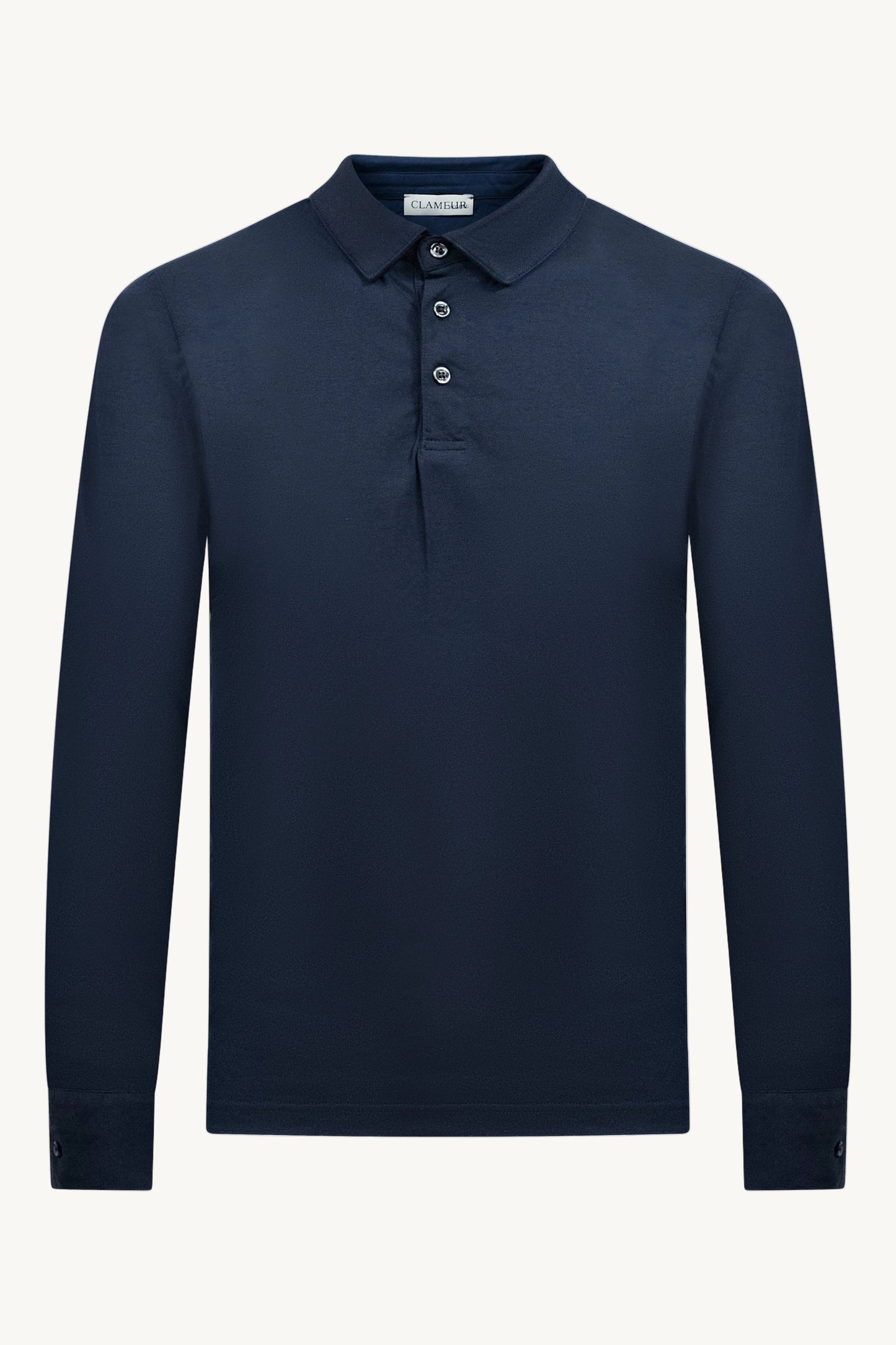 LONGSLEEVE COTTON POLO NAVY BLUE