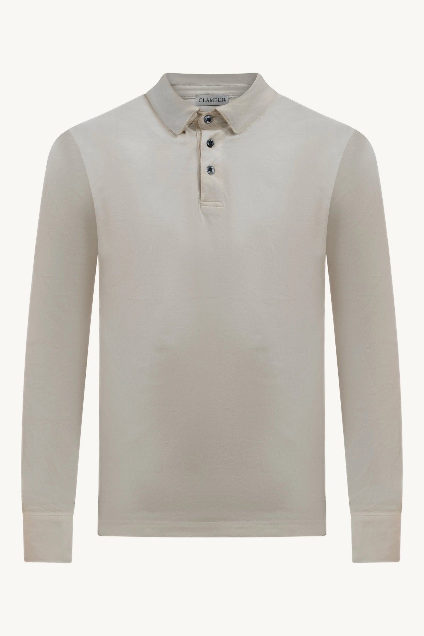 LONGSLEEVE COTTON POLO SANDSTONE