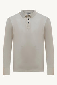 LONGSLEEVE COTTON POLO SANDSTONE