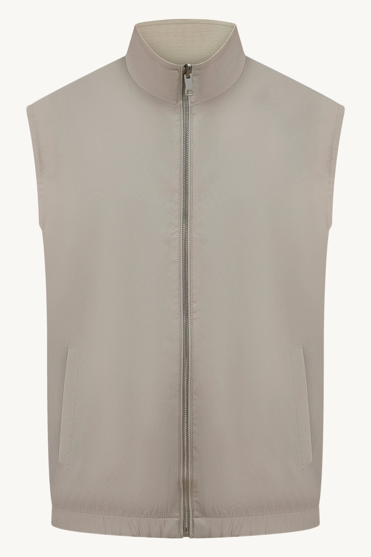 REVERSIBLE TECH–LINEN BODYWARMER BEIGE / CREAM