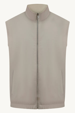 REVERSIBLE TECH–LINEN BODYWARMER BEIGE / CREAM