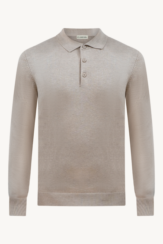 SANDSTONE BEIGE LONGSLEEVE POLO SHIRT