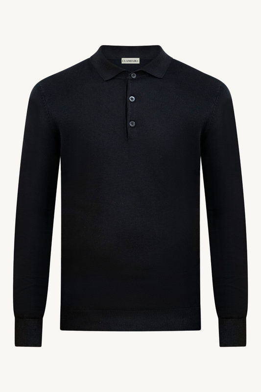 ONXY BLACK LONGSLEEVE POLO SHIRT