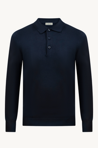 MIDNIGHT BLUE LONGSLEEVE POLO SHIRT