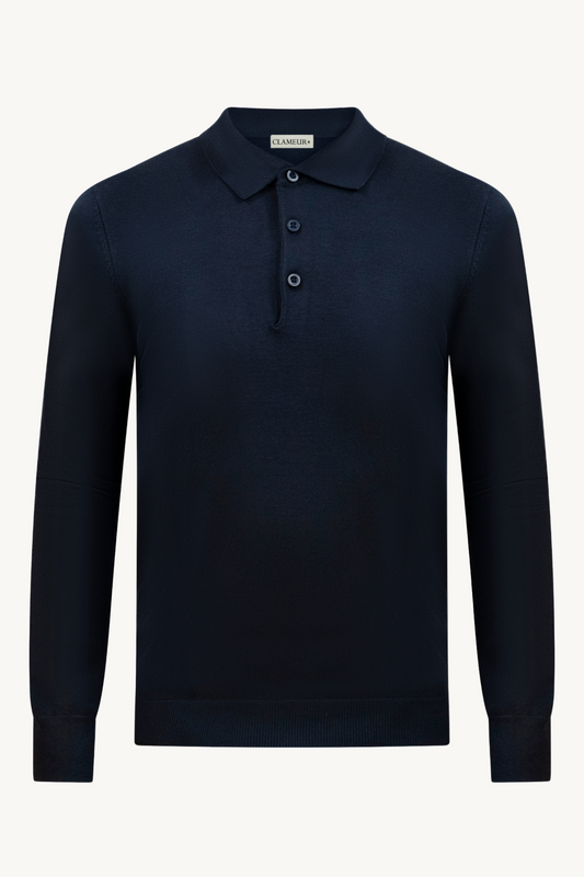 MIDNIGHT BLUE LONGSLEEVE POLO SHIRT