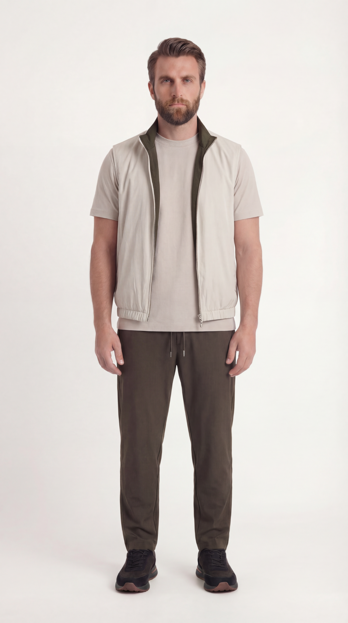 REVERSIBEL GILET FOREST/CREME
