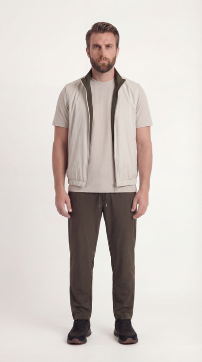 REVERSIBEL GILET FOREST/CREME