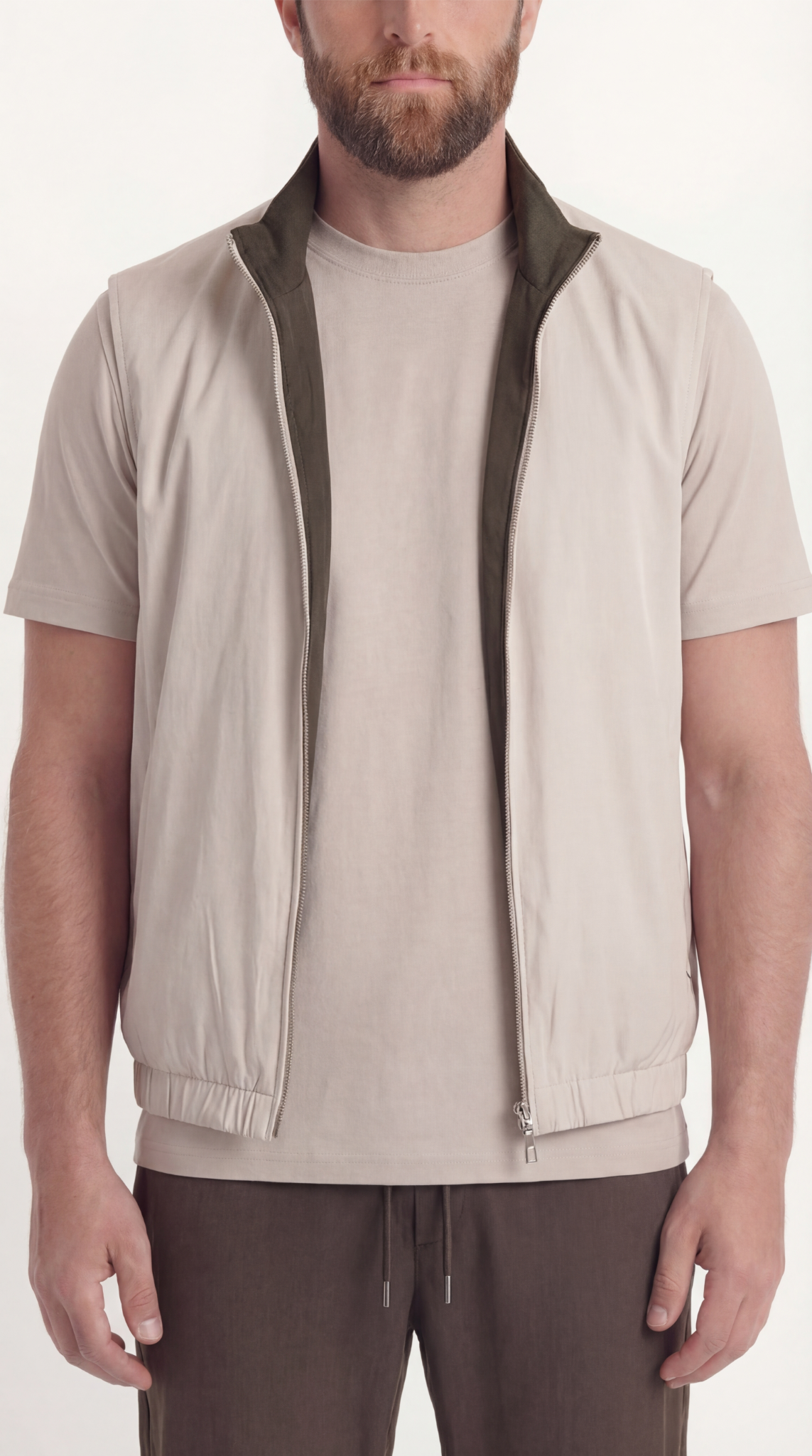 REVERSIBEL GILET FOREST/CREME