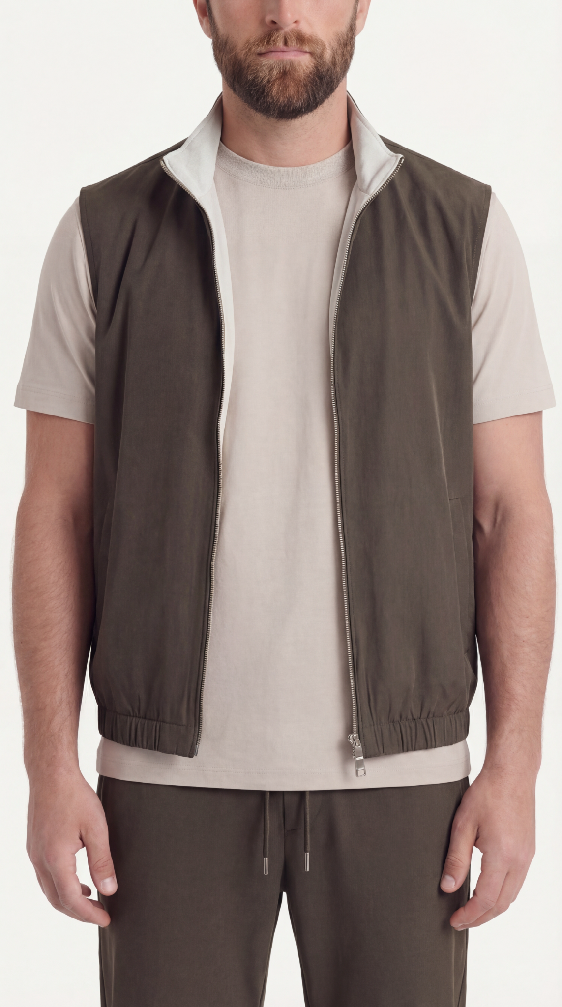 REVERSIBEL GILET FOREST/CREME