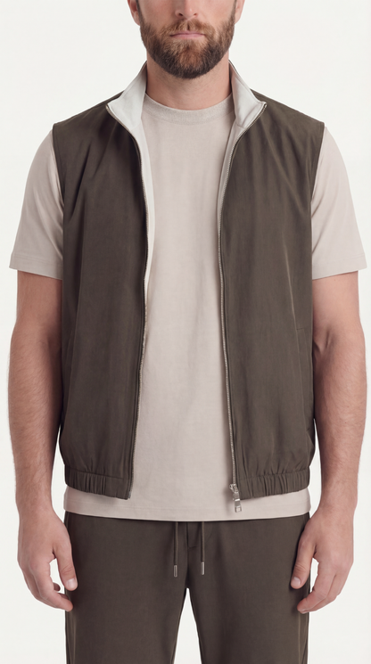 REVERSIBEL GILET FOREST/CREME