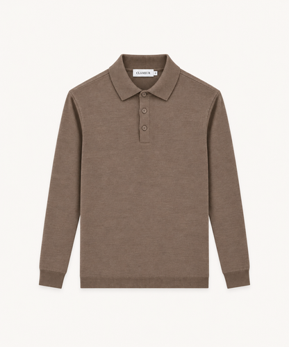 MERINO WOOLBLEND POLO | TAUPE
