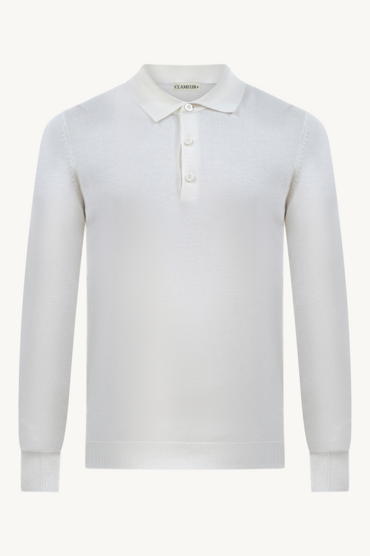 CLASSIC WHITE LONGSLEEVE POLO SHIRT
