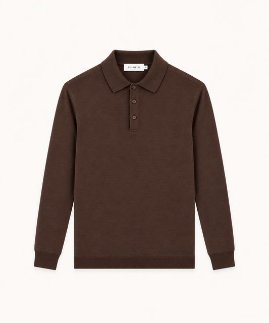 MERINO WOOLBLEND POLO | BROWN