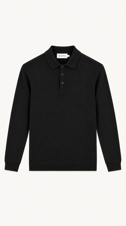 MERINO WOOLBLEND POLO | ONXY BLACK