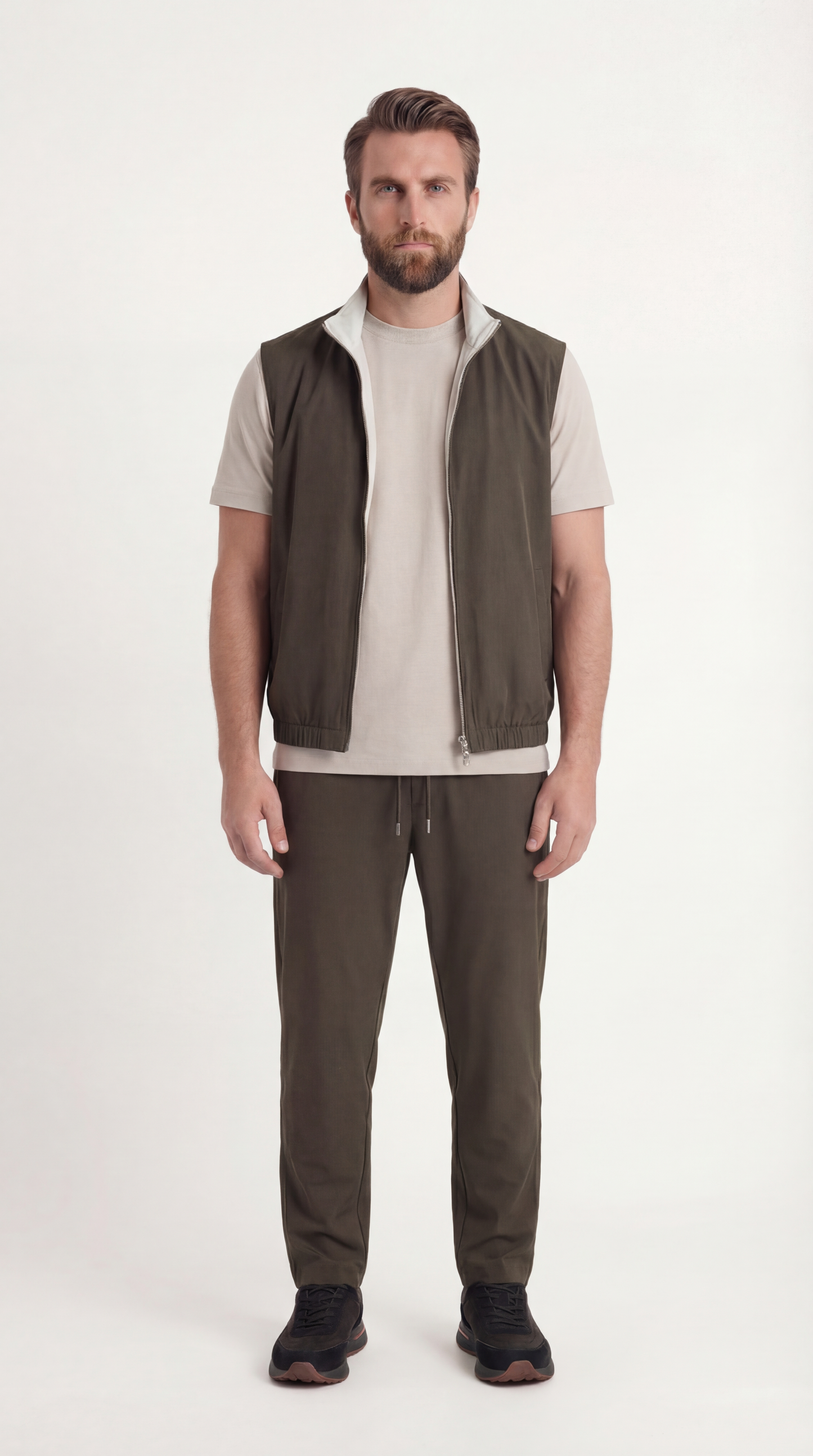 REVERSIBEL GILET FOREST/CREME