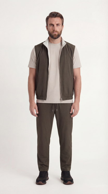 REVERSIBEL GILET FOREST/CREME