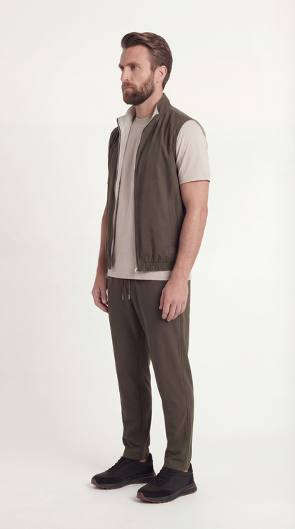 REVERSIBEL GILET FOREST/CREME