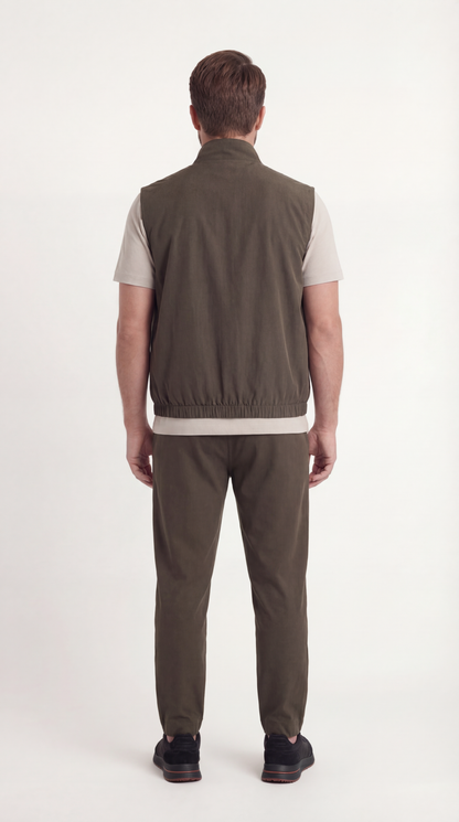REVERSIBEL GILET FOREST/CREME