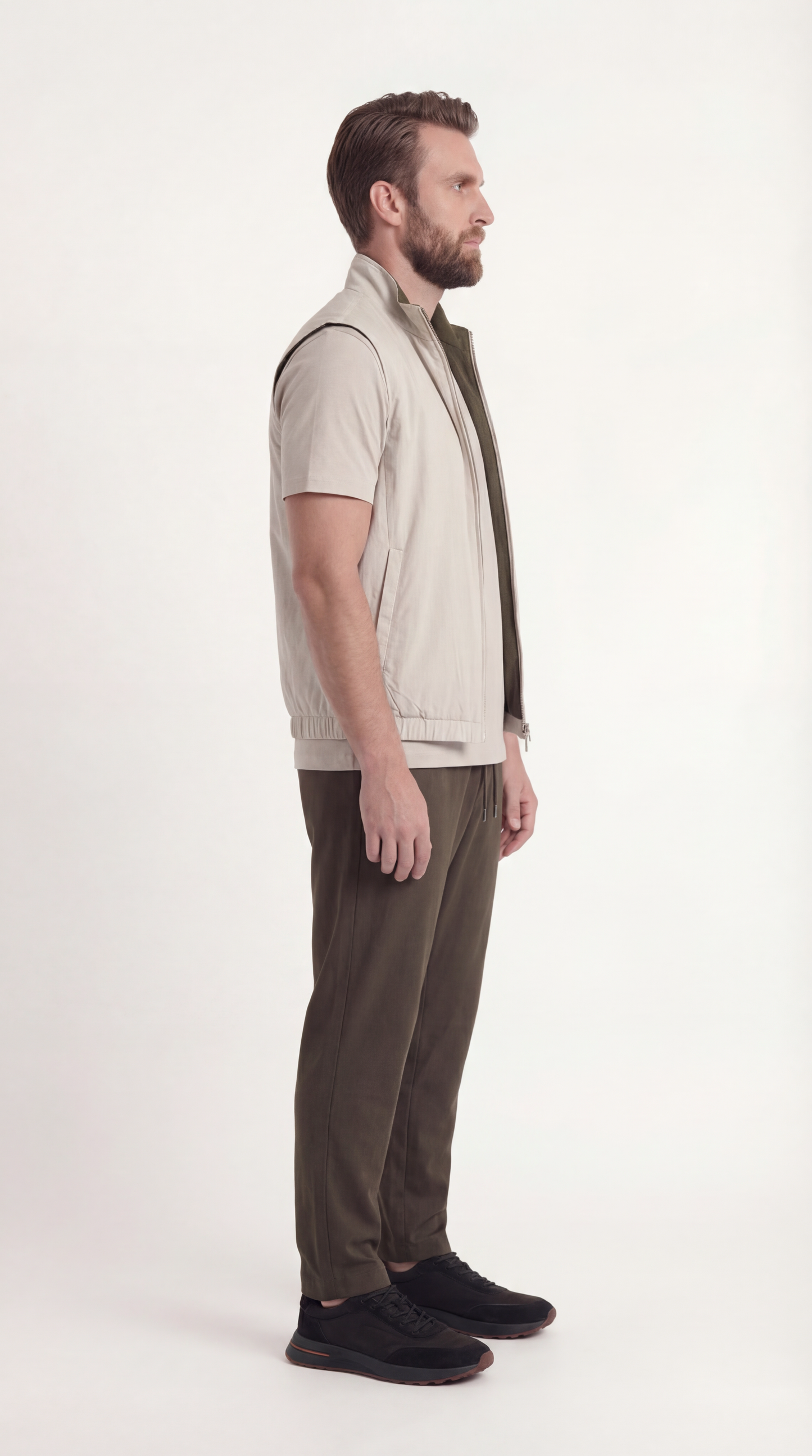 REVERSIBEL GILET FOREST/CREME