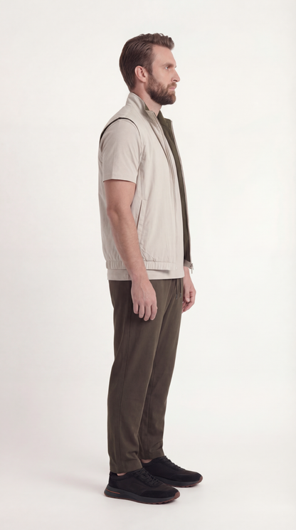 REVERSIBEL GILET FOREST/CREME