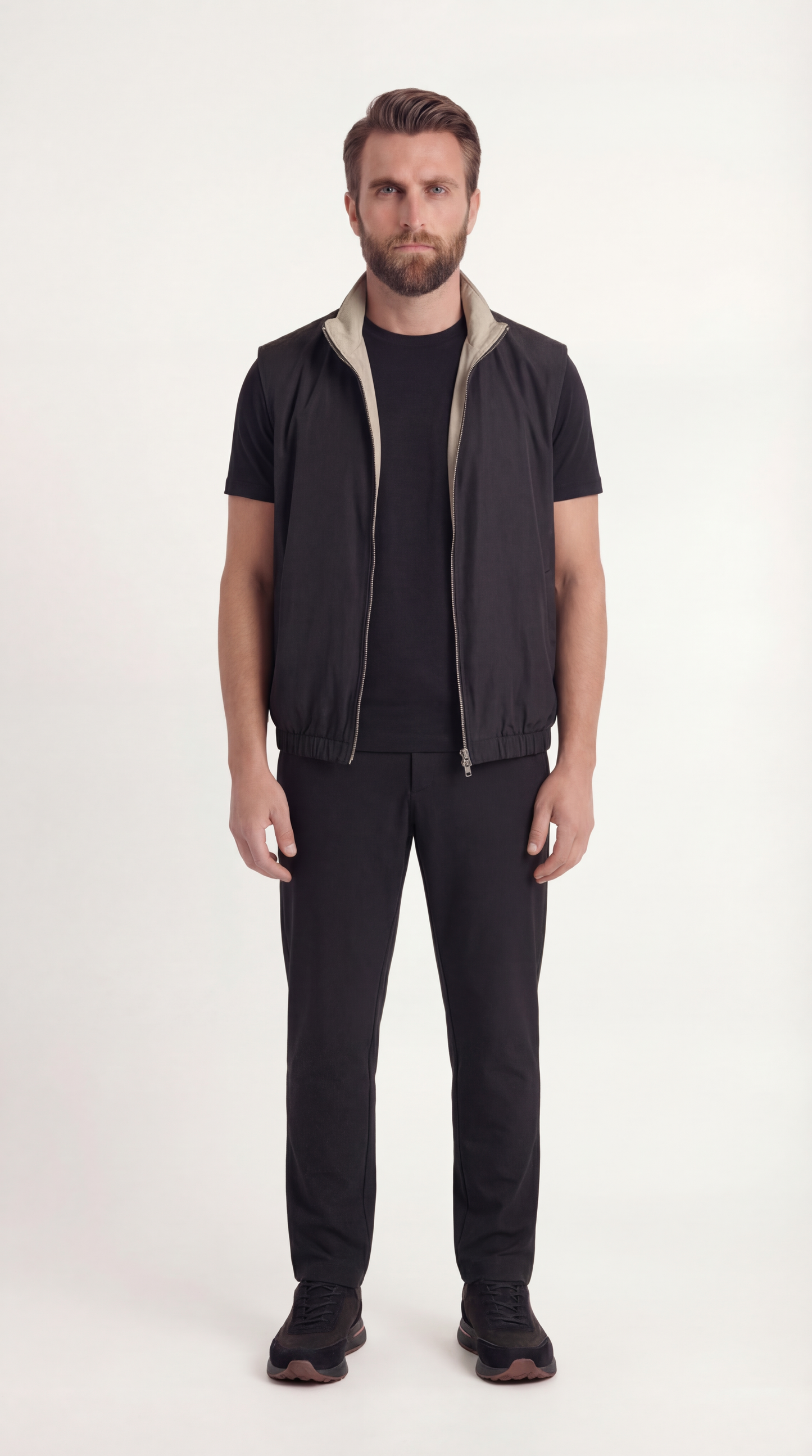 REVERISBEL GILET ONXY BLACK/BEIGE